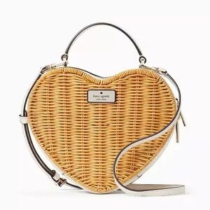 Kate Spade Tan Heart-Shaped Wicker Bag